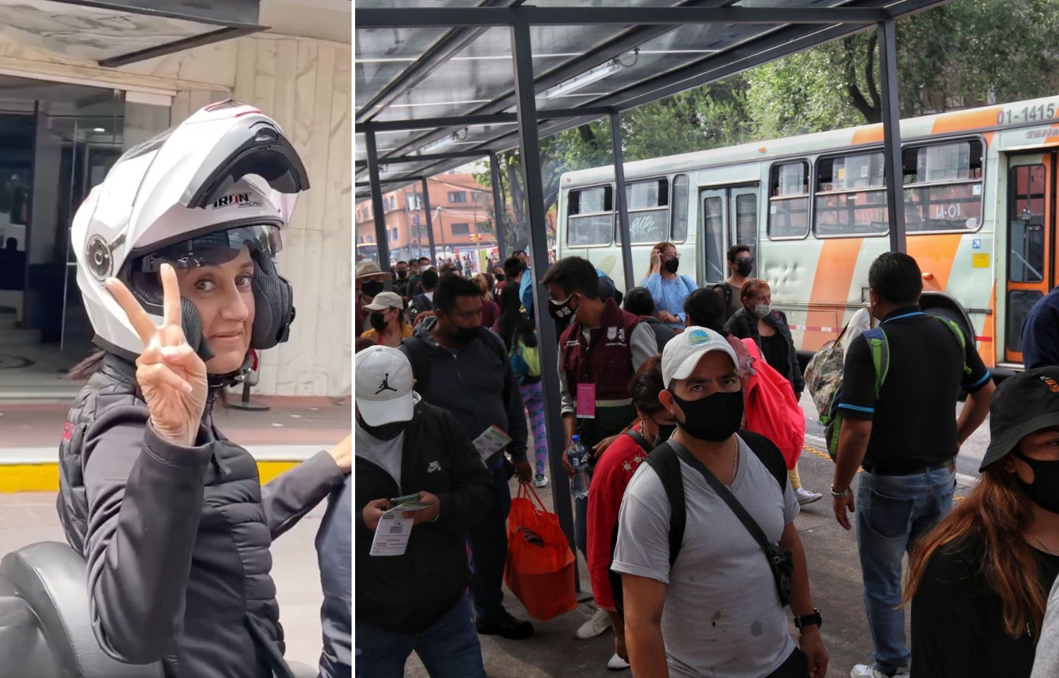 La jefa de Gobierno, Claudia Sheinbaum, supervisó el operativo por el cierre de estaciones de la Línea 1 del Metro a bordo de una motocicleta.